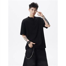 网图-夏季高街痞帅POLO衫正肩拼接男装短袖T恤大码上衣S430-特28，男装T恤，电商A233-1