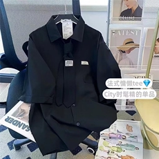 jk短袖衬衫女夏新款设计感小众学院港风外套上衣CS088-p35送领带，男装衬衫，星座1008