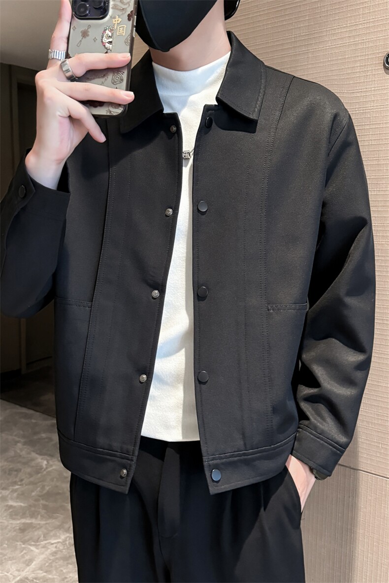 轻熟风高端短款纯色宽松韩版外套风衣夹克男A236-FY8018-P115,男装夹克,电商A236