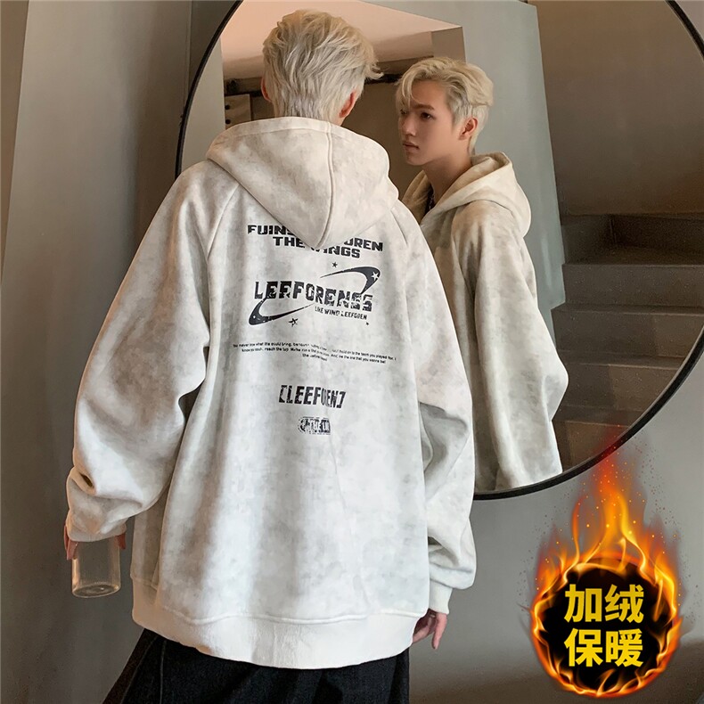 美式开衫复古拉链开衫连帽加绒卫衣男2026新款秋冬宽松外套JK092,男装卫衣,电商C307