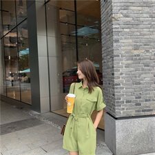 现货夏雪纺连身裤工装套装连衣裤A馆1888852P95短85控138到158，女装休闲裤，艾青服饰