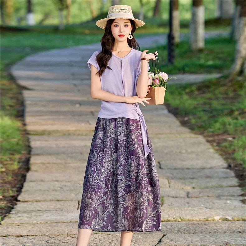 2026年夏季新款清凉透气时尚优雅减龄两件套装裙，女装套装/套裙，芭米依尚
