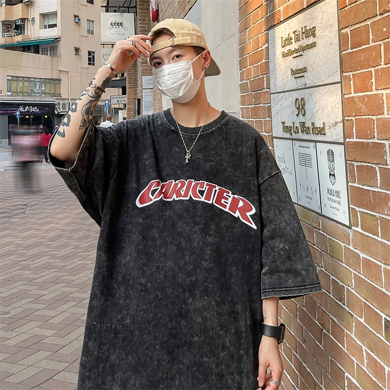 B239-X1003-P38美式复古水洗做旧字母印花短袖T恤,男装T恤,星座514-2(原B239)
