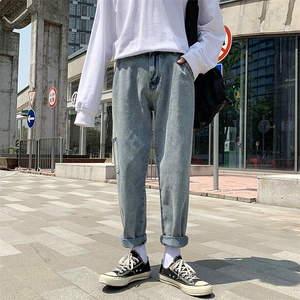 2021夏季港风街拍做旧新休闲大口袋九分裤牛仔裤男N8019-P50图片