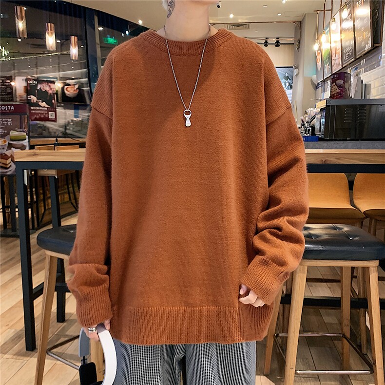 1港风宽松中性情侣潮流纯色大码M-5XL毛衣男外套7979P45加绒P55,男装针织衫/毛衣,星座226-2