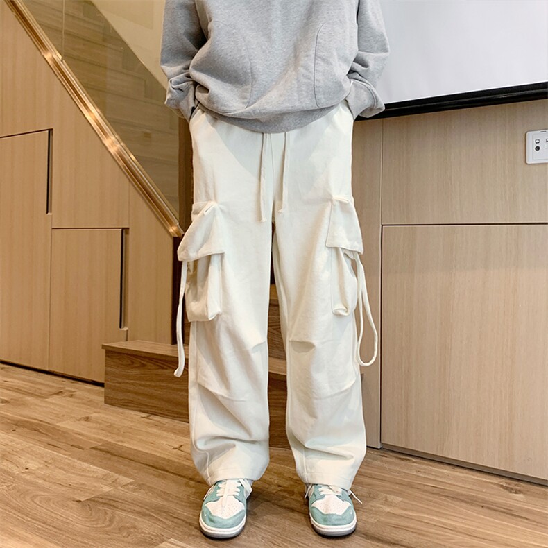 02纯色工装裤男时尚简约宽松直筒大口袋休闲裤XZ211-1-K2202-P65,男装工装外套,星座211-1