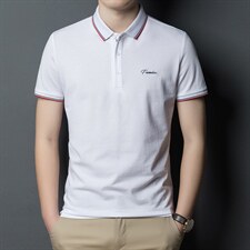 时尚短袖T恤男薄款宽松POLO衫夏季男士商务休闲纯色体恤衫潮流图片