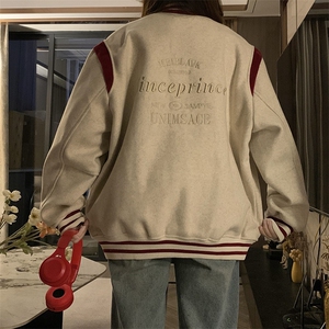 2024年新款港风日系复古字母刺绣立领棒球服夹克外套 JK1262-P80图片
