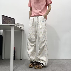 V163-P38夏季休闲裤宽松直筒裤子字母刺绣多彩星星裤多巴胺男女，男装休闲裤，星座911-1
