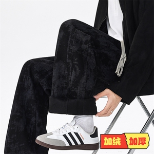 D206-1-K9124加绒-P35 美式扎染休闲阔腿裤-雪尼尔面料-400g图片