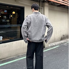 美式水洗解构牛仔外套男春季vibe潮牌宽松休闲百搭做旧立领夹克，男装工装外套，星座410-6（原星座1304-1）