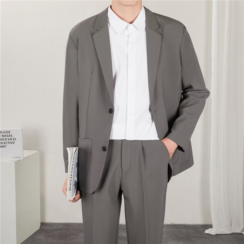 免烫黑色西装外套男士商务休闲上衣轻熟风痞帅小西服XK74，男装西服，星座1116A-2（原606A-1）