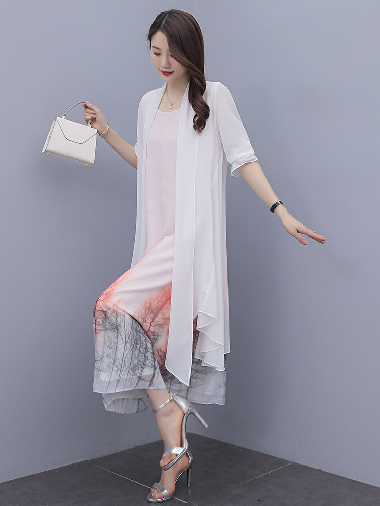 印花连衣裙夏季新款女无袖打底裙长款背心裙子春秋民族风,女装连衣裙,秀美人生
