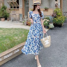 夏季新品方领宫廷风连衣裙转化率高款号2215-P125K178，女装连衣裙，浙宝305