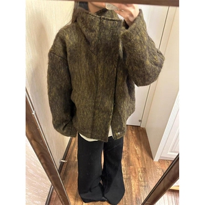 加厚慵懒风开衫毛衣外套男女年冬季小众设计感百搭上衣 J8161图片