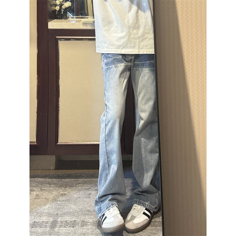 【有货】NZ455LL-特P42冰蓝闪电纹水洗牛仔裤男女宽松裤子,男装牛仔裤,星座1007（原301D）