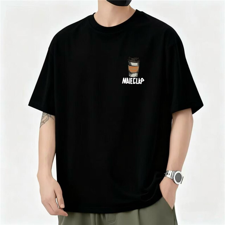 1506/QL4340/P33重磅短袖T恤男士简约大码宽松圆领潮牌上衣服图片
