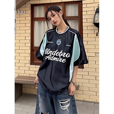 夏季拼接撞色字母印花短袖T恤男运动球衣机车骑行服上衣T203，男装T恤，星座1116A（原606A-3）