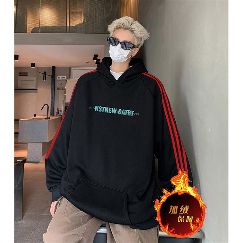 抖音得物供货提供视频秋冬重磅美式宽松织带连帽卫衣2310,男装卫衣,电商A486