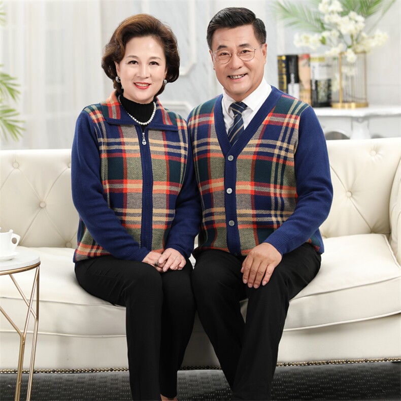 中老年人毛衣开衫女羊毛外套针织爸爸妈妈情侣装本命年爷爷奶奶,男装中老年男装,亚东羊绒制品
