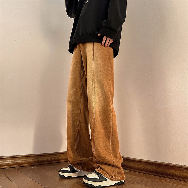 美式高街vibe潮牌拼接牛仔裤男宽松港风男牛仔裤N0865-P45,男装牛仔裤,星座308B-1