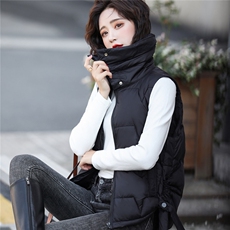 时尚百搭冬季保暖无袖棉马甲女修身显瘦拉链纯色外套简约大方，女装棉衣/棉服，微微衣阁