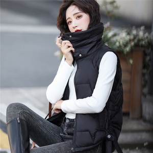 时尚百搭冬季保暖无袖棉马甲女 修身显瘦拉链纯色外套 简约大方图片