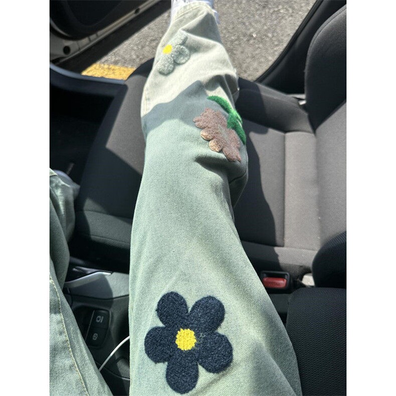 高街头设计感刺绣牛仔裤男春秋款嘻哈宽松休闲水洗直筒裤NZ796,男装牛仔裤,星座1116A（原606A-3）