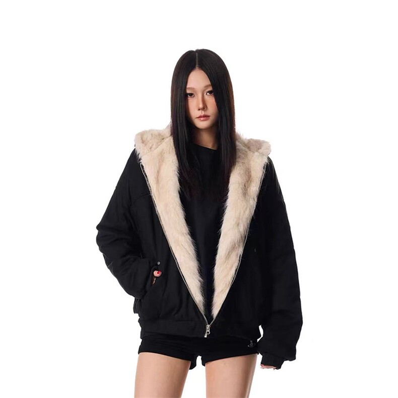 网图情侣装棉服外套男女鹿皮绒座山雕秋冬连帽猫耳朵-A2350P80,男装棉衣,电商B241