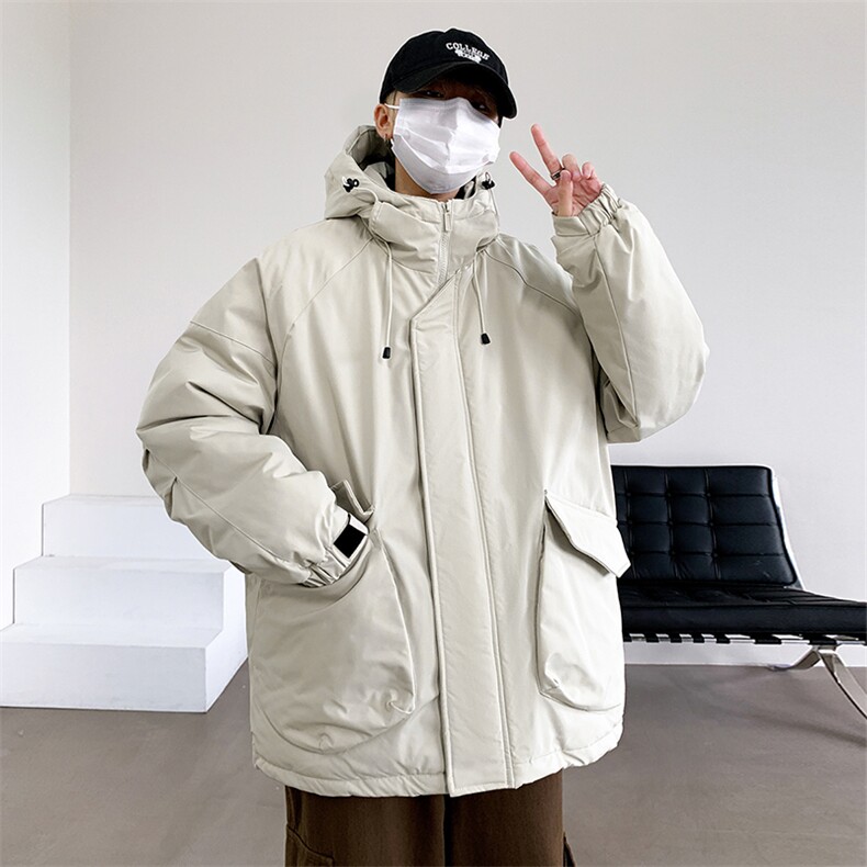 新款棉服羽绒棉保暖连帽拼色冬装情侣装韩版宽松棉袄K16-P95,男装棉衣,电商A128