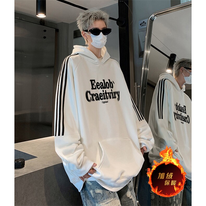 抖音得物供货提供视频秋冬重磅美式宽松织带连帽卫衣04184,男装卫衣,电商A486
