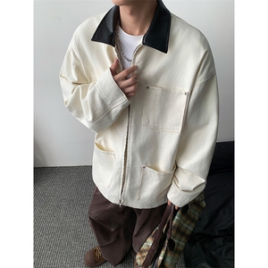 得物二开 重磅百搭时尚潮流秋中长复古工装夹克外套男JK1298-P98图片