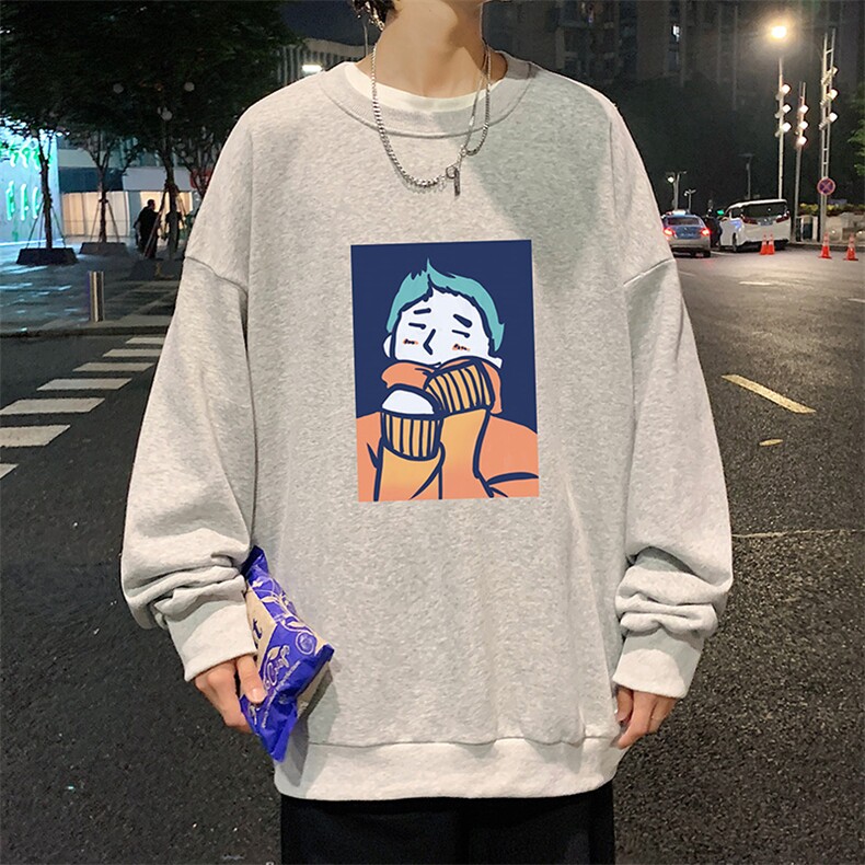 S6042-P28加绒款-P33秋季圆领卫衣男大码韩版宽松长袖外套,男装卫衣,电商A040