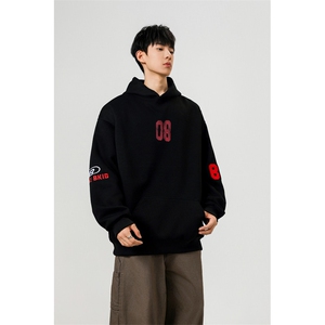 万针刺绣结构设计重磅秋冬全棉高品质美式高街连帽卫衣外套 Y7814图片