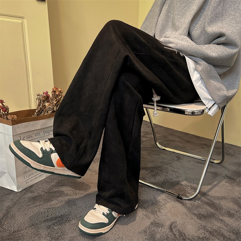 麂皮绒直筒休闲裤B342-K7006-P50控68,男装休闲裤,电商B342