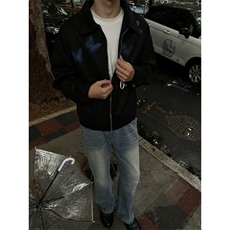 网图有货暗黑麂皮蝴蝶拉链夹克复古boxy拉链夹克外套男A827-P65，男装夹克，星座1505