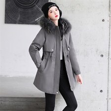 派克服女中长款冬装2024年新款时尚洋气妈妈冬季加厚棉衣棉袄外套，女装棉衣/棉服，一安秀