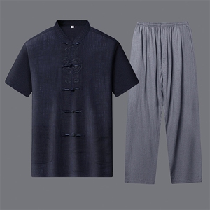 唐装太极服中式刺绣立领风短袖套装时尚爸爸装SF9780-P125图片