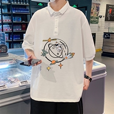 PL57142-P35翻领短袖polo衫男大码胖子半袖t恤男有领保罗衫模特，男装Polo衫，电商A040