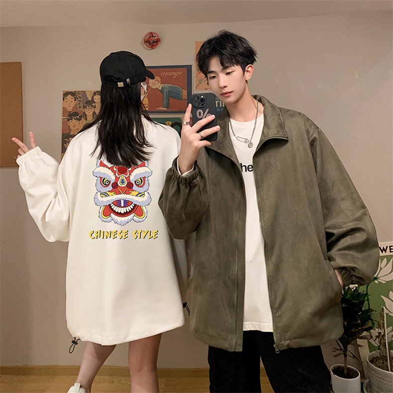 麂皮绒夹克男大码立领褂子外套JK85185-P68加绒款-P78,男装夹克,电商A040