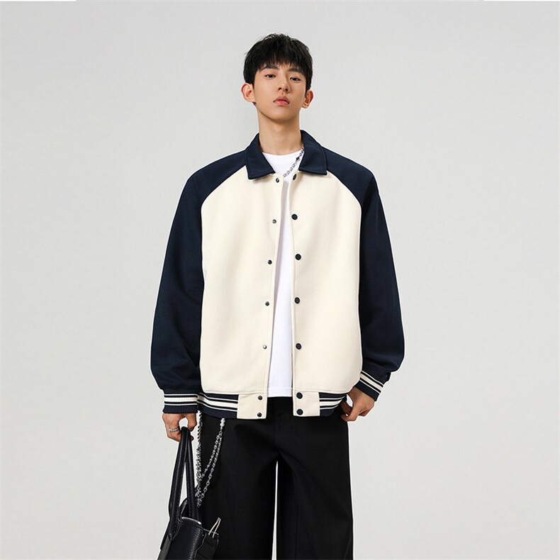 重磅420克boxy短款开衫卫衣液态棉爽滑棒球服撞色外套男D9898-P68,女装短外套,星座610B-1