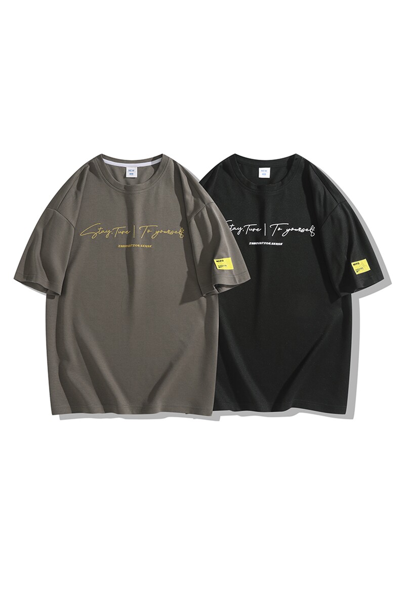 冰氧仿棉短袖日系白底夏季休闲百搭字母印花男上衣TC3152-P22控48,男装T恤,星座717