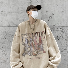 美式潮牌重磅水洗做旧连帽卫衣力推大码男XZ517A-2-Y7751-P58，男装卫衣，星座517A-2