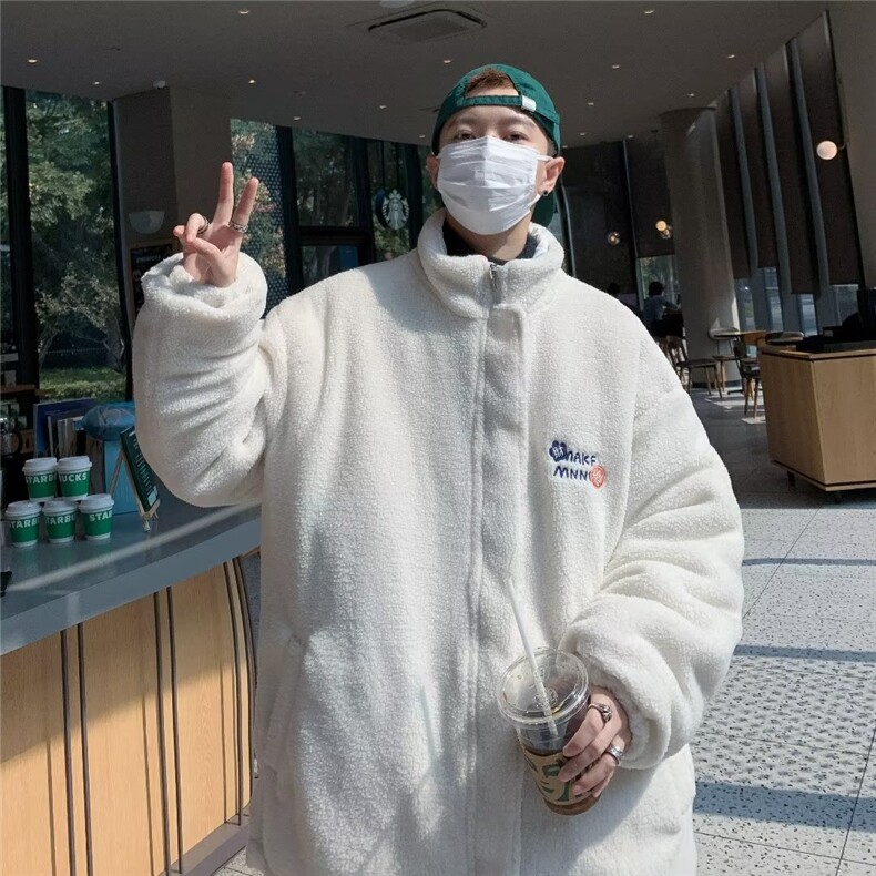 港风外景冬季宽松百搭棉服男羊羔毛大码棉衣男外套M229-P100,男装棉衣,星座1109-3
