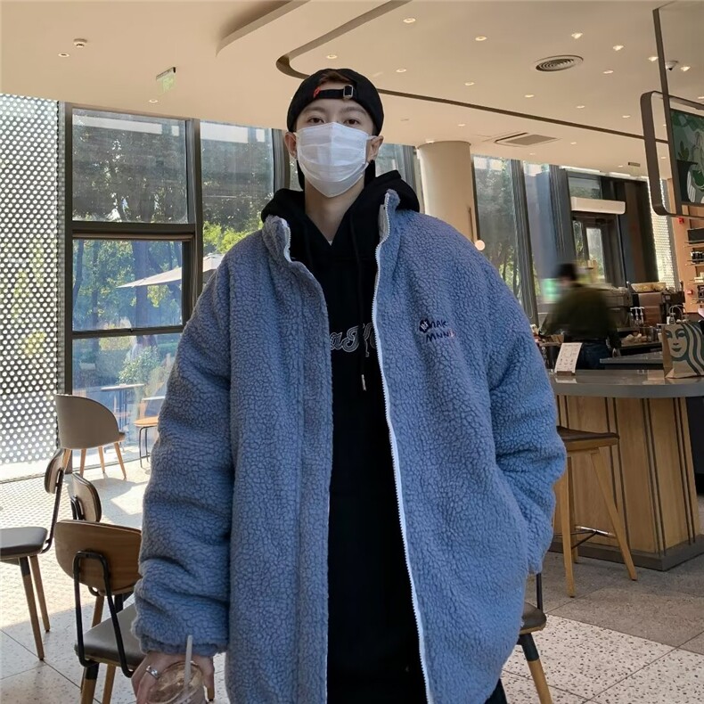 港风外景冬季宽松百搭棉服男羊羔毛大码棉衣男外套M229-P100,男装棉衣,星座1109-3