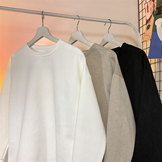 麂皮绒重磅卫衣男生春秋慵懒风衣服美式潮牌宽松圆领外套W018-P35，男装卫衣，星座308B-1