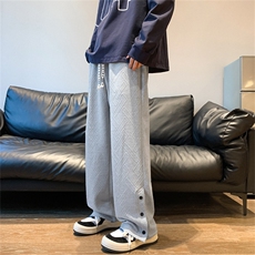 K8022/P55春装新款现货港风提花松休闲裤男排口开叉潮大码男裤子，男装休闲裤，电商A141