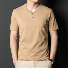 棉质短袖T恤男圆领纯色上衣2023夏季中年男士休闲百搭爸爸装体恤，男装T恤，电商B212（原钱塘6029）