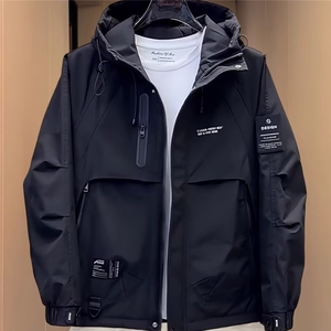 棉服外套男冬季新款时尚潮宽松连帽工装夹棉夹克冲锋衣HH8109 P72图片