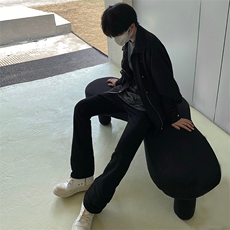 纯黑色高弹修身直筒大码微喇毛边牛仔裤男K860-K866-P50，男装牛仔裤，星座205